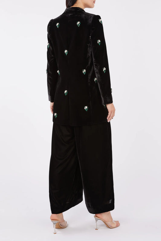 Indulgence Crystal Embellished Velvet Blazer
