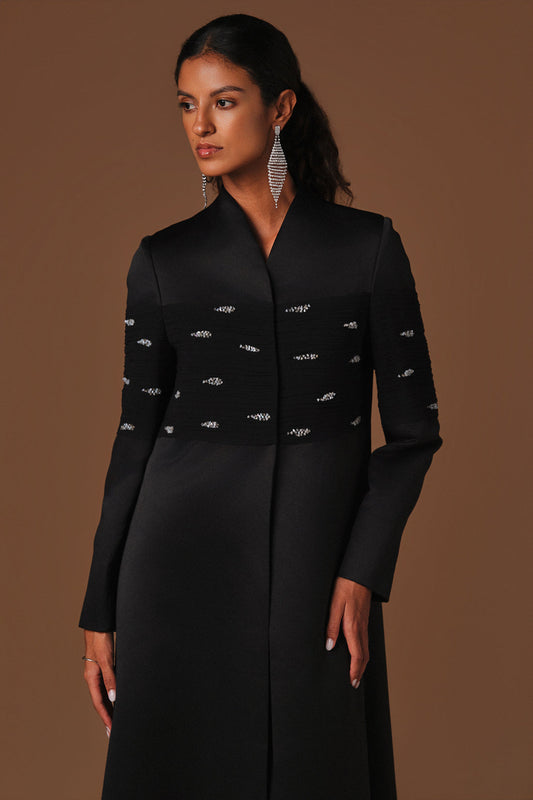 AQUILLORA Zenith Embellished abaya - Black (Image 2)