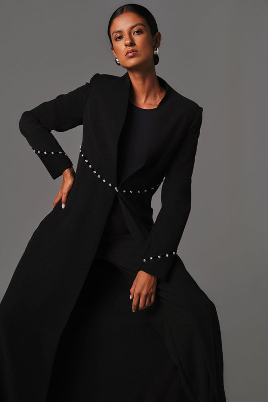 AQUILLORA Twilight coat-Style Abaya - Black (Image 2)