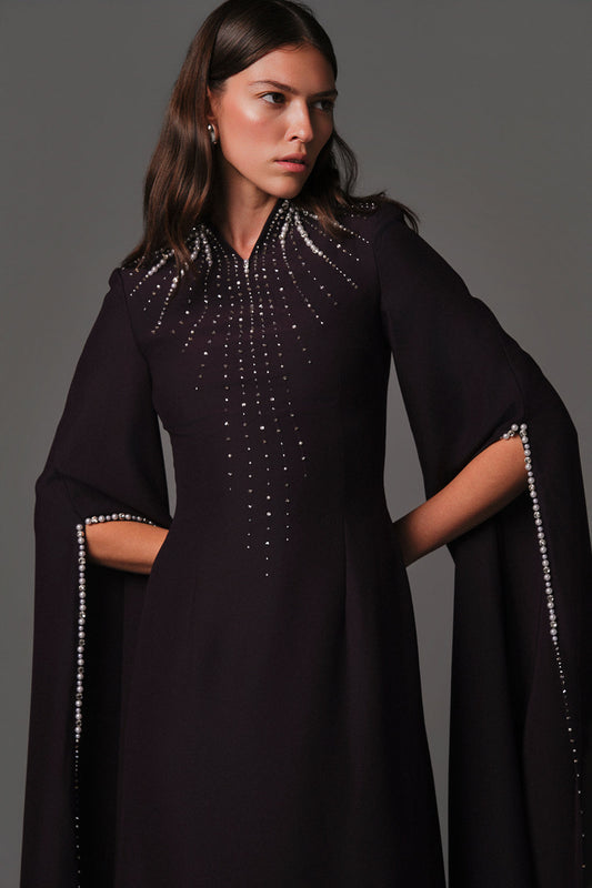 AQUILLORA Twilight long Sleeve Kaftan - Purple (Image 2)