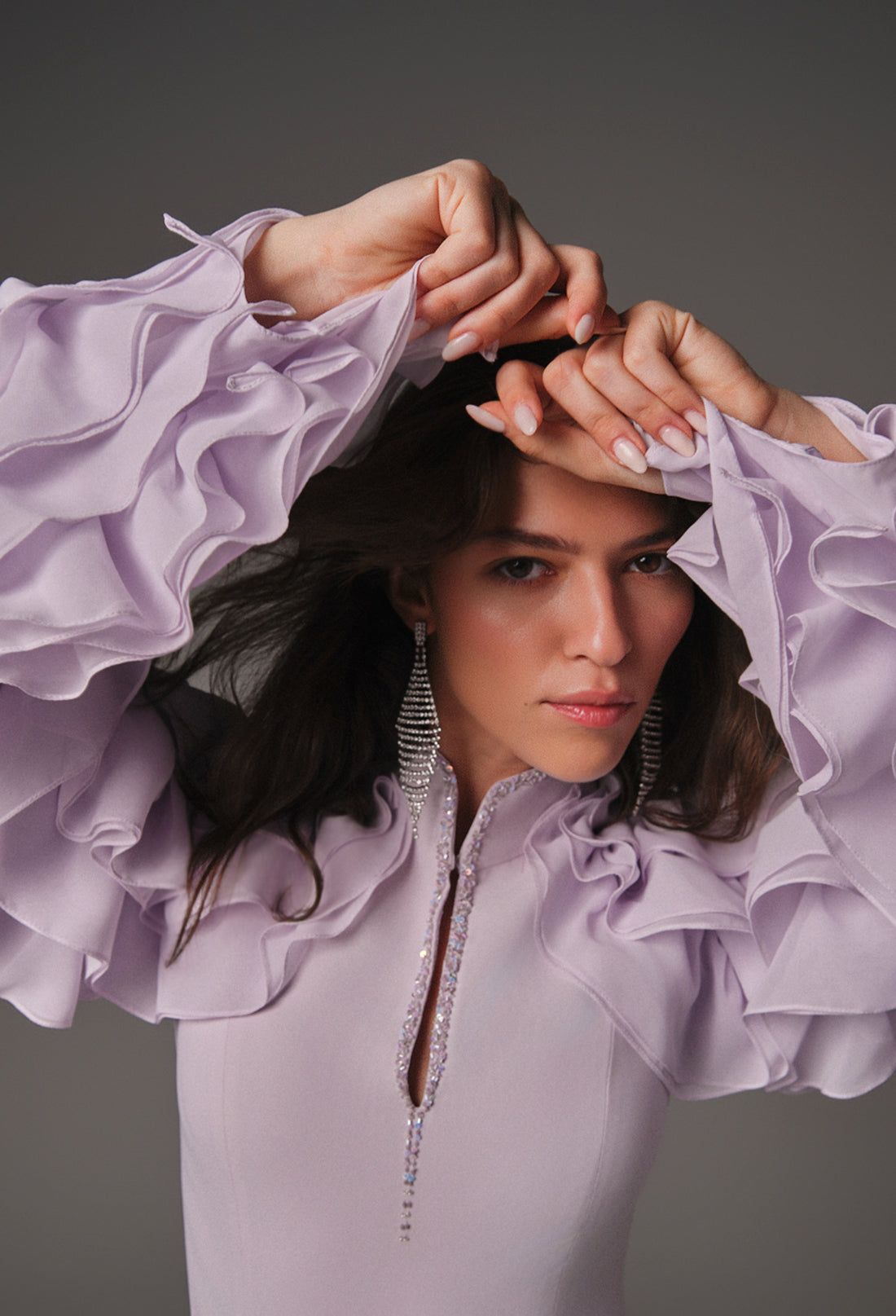 AQUILLORA Innocence Ruffle Sleeve Dress - Lilac (Image 2)