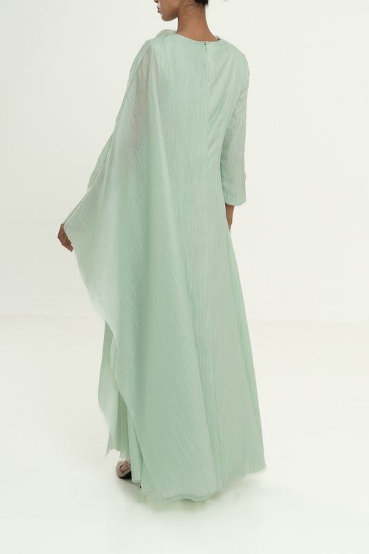 Terra Pleated Cape Dress