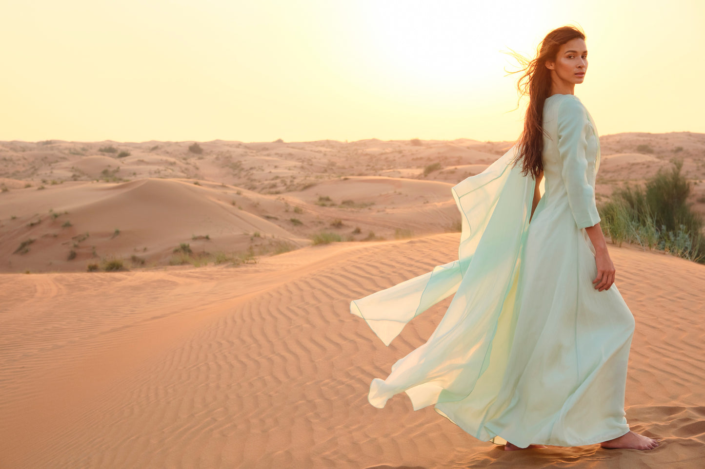 Terra Pleated Cape Dress