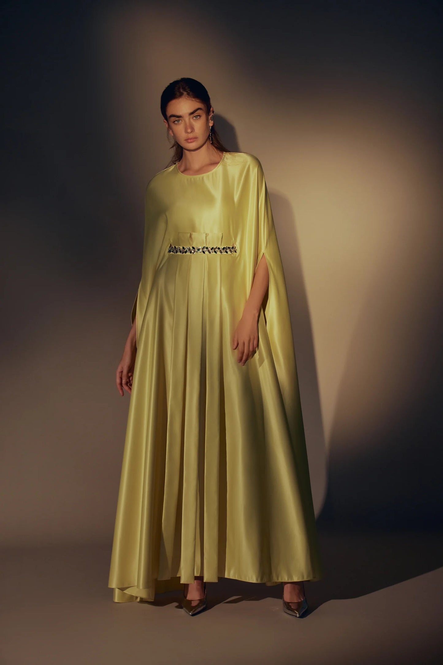 Indulgence Cape Sleeve Kaftan with Crystal Embellished Belt