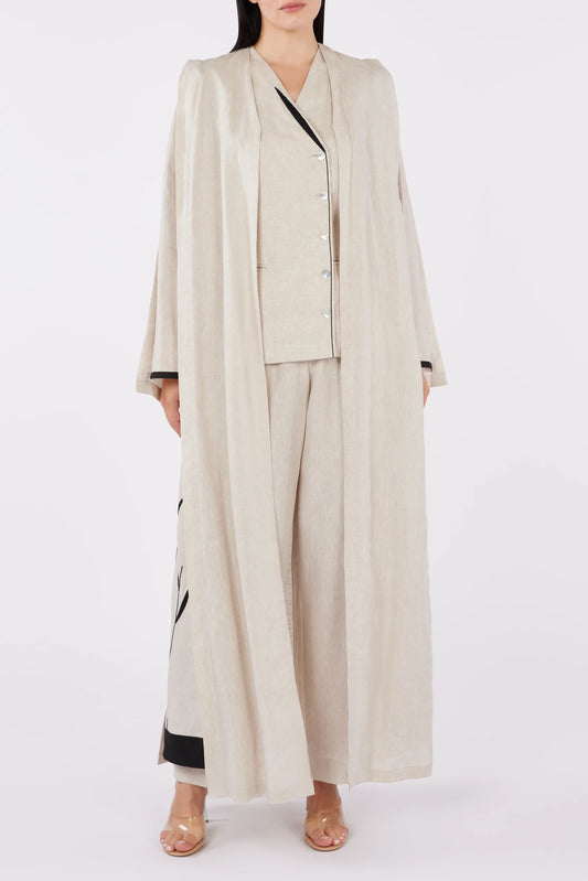 Power Straight-Cut Linen Abaya