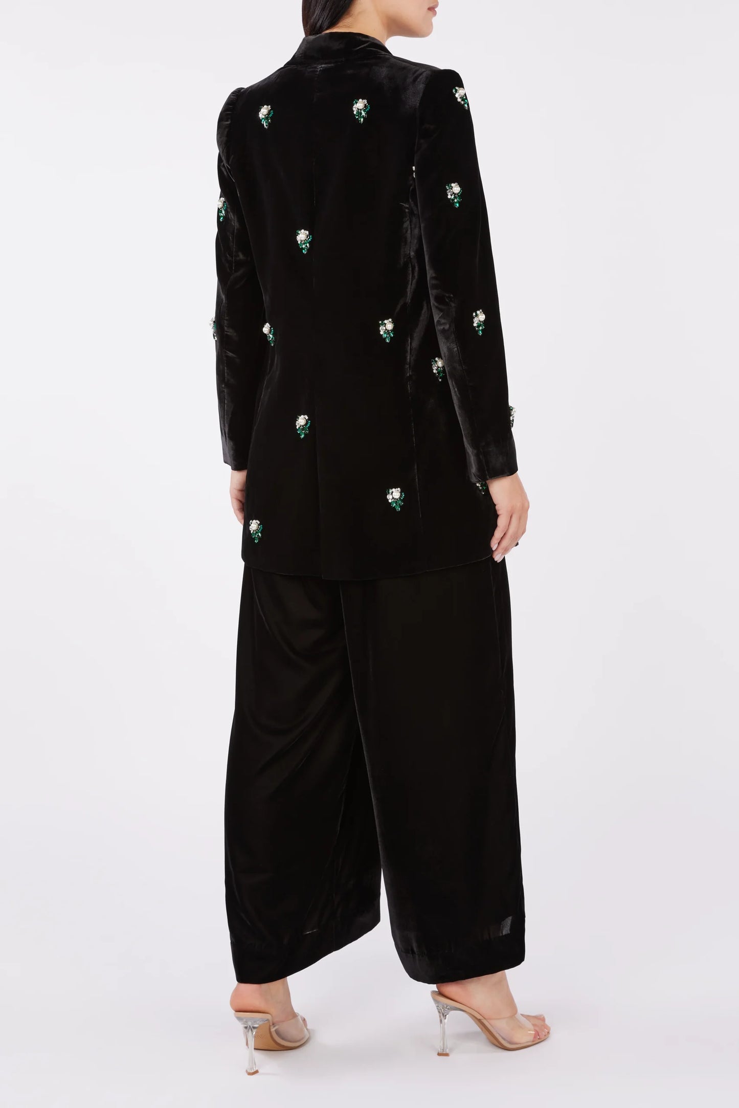 Indulgence Crystal Embellished Velvet Blazer