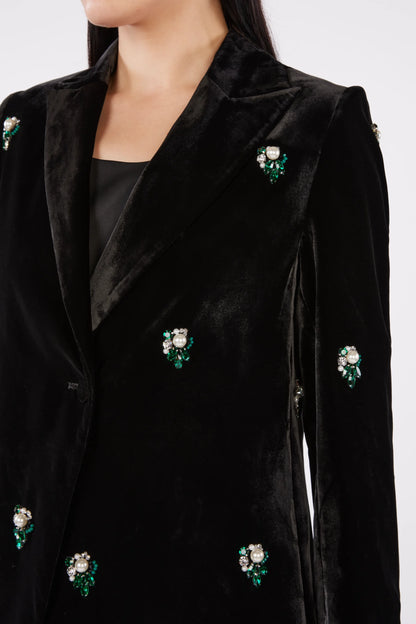 Indulgence Crystal Embellished Velvet Blazer