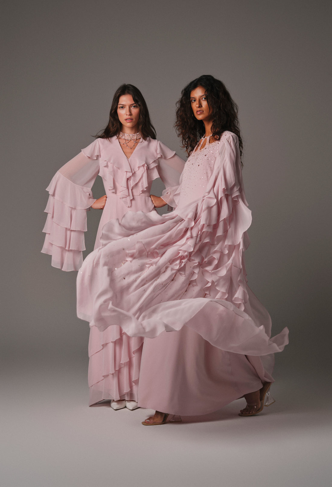 AQUILLORA Innocence Ruffles Dress - Light Pink (Image 3)