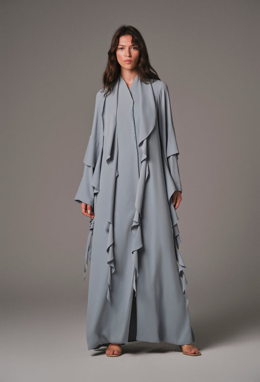 AQUILLORA Innocence Ruffles Abaya - Seafoam (Image 1)