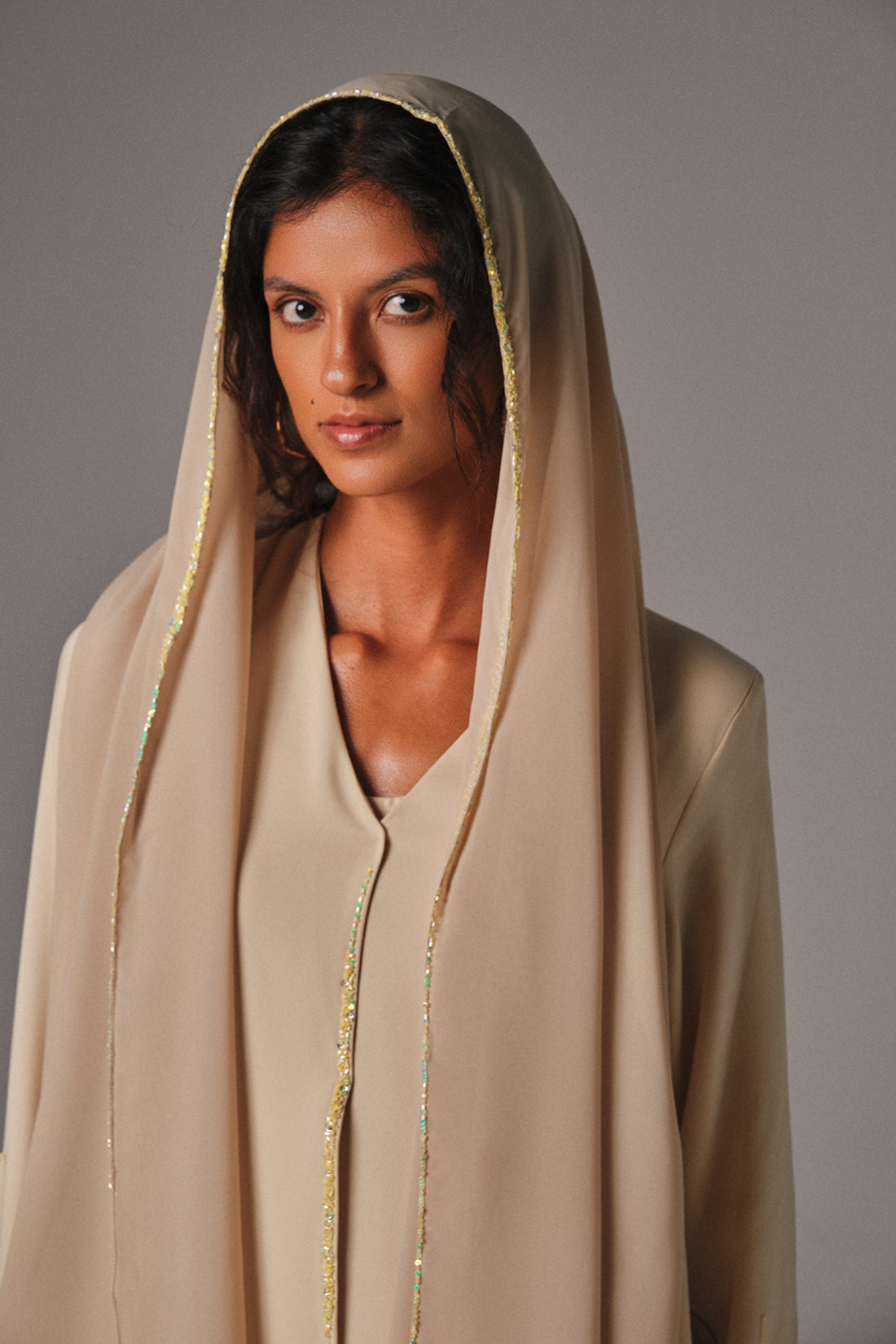 AQUILLORA Innocence Ruffles Sleeve Abaya - Butter Yellow (Image 3)