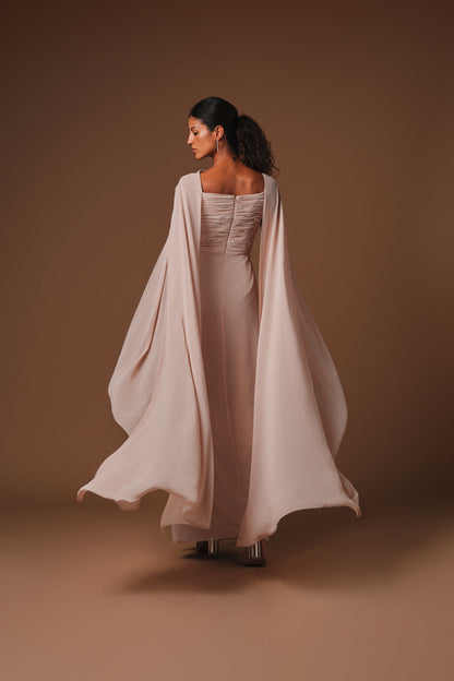 AQUILLORA Zenith Pleated Kaftan - Beige (Image 3)
