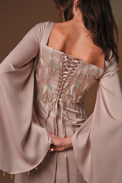 AQUILLORA Zenith Corset Style Dress - Beige (Image 2)