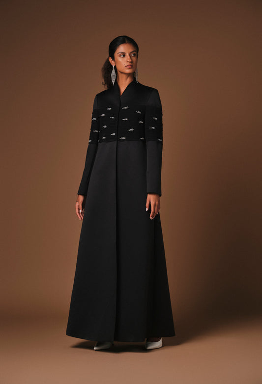 AQUILLORA Zenith Embellished abaya - Black (Image 1)