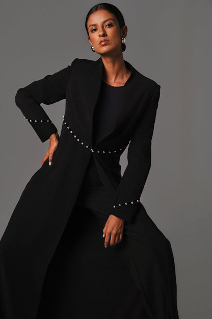 AQUILLORA Twilight coat-Style Abaya - Black (Image 2)
