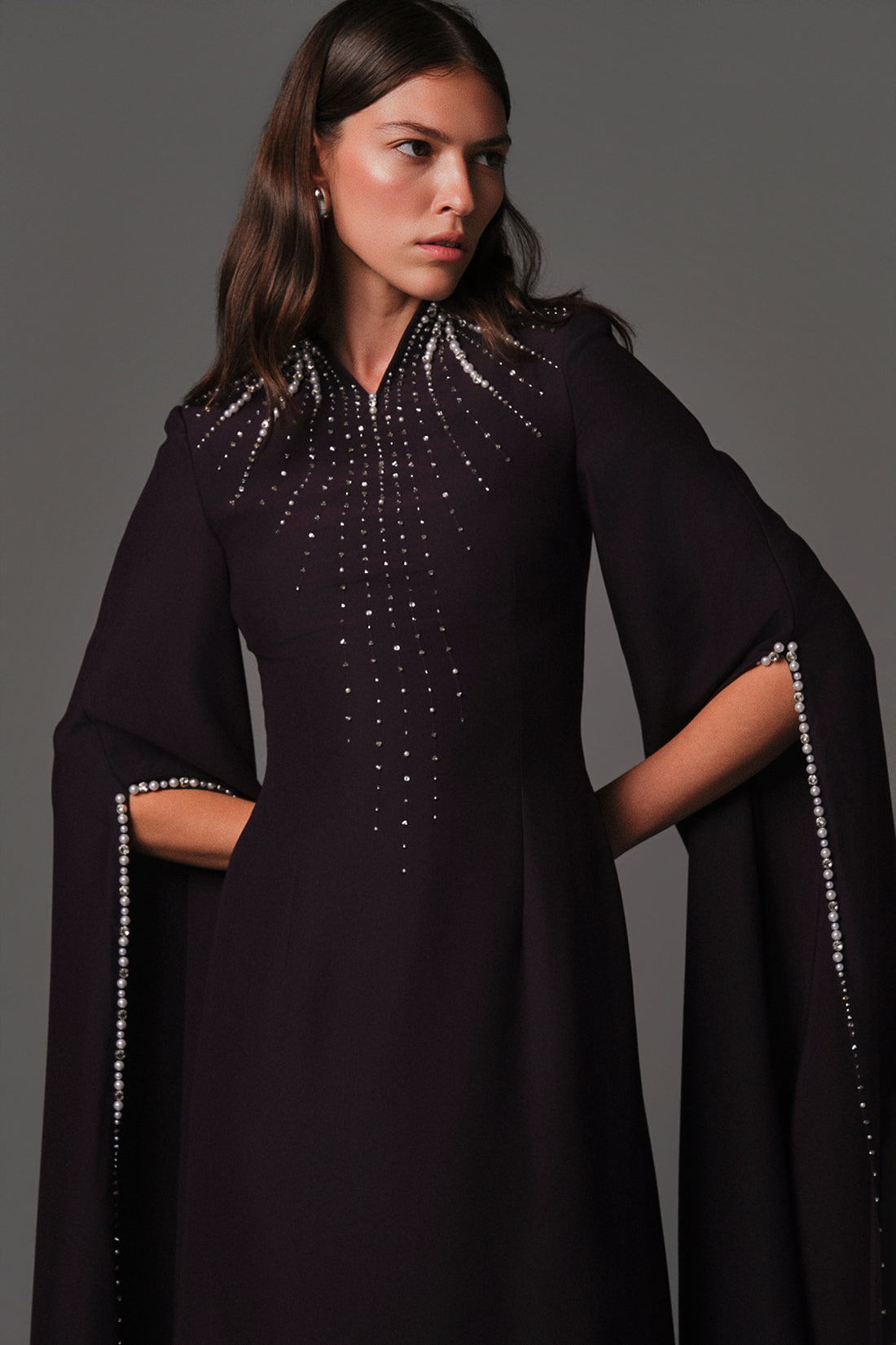 AQUILLORA Twilight long Sleeve Kaftan - Purple (Image 2)