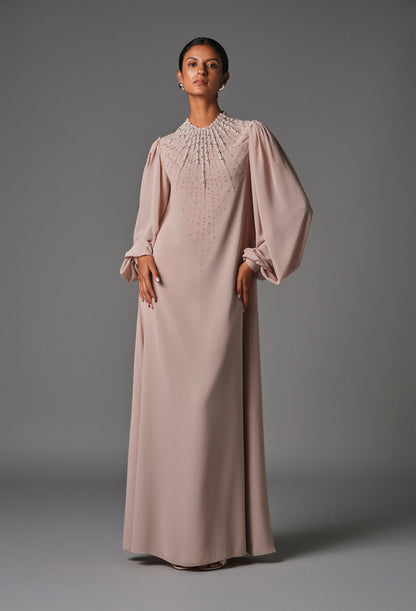 AQUILLORA Twilight flowy sleeve Kaftan - Beige (Image 1)
