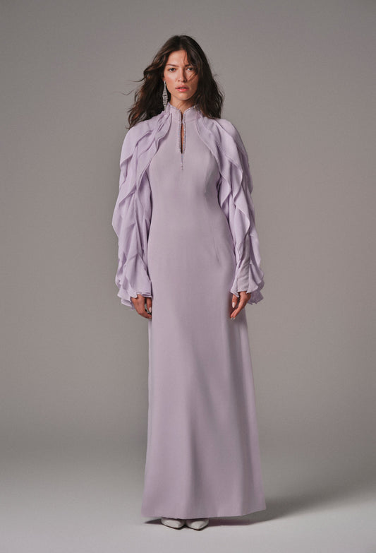 AQUILLORA Innocence Ruffle Sleeve Dress - Lilac (Image 1)