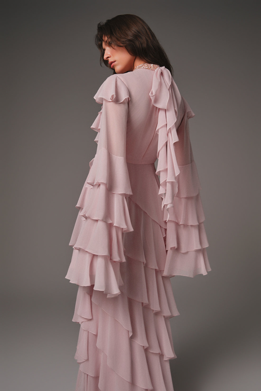 AQUILLORA Innocence Ruffles Dress - Light Pink (Image 2)