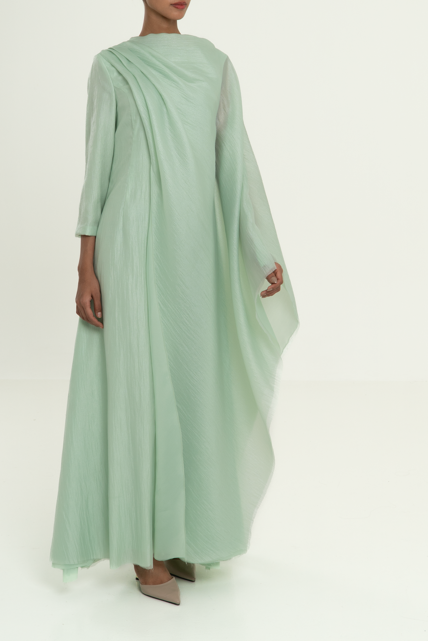 Terra Pleated Cape Dress