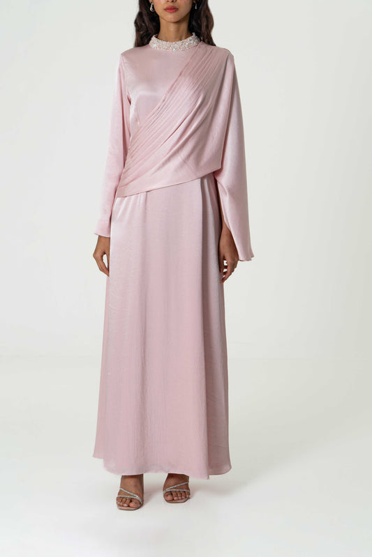 Embroidered Cape Dress