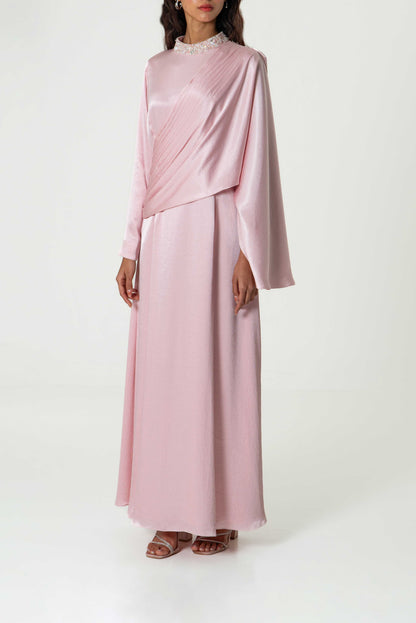 Embroidered Cape Dress