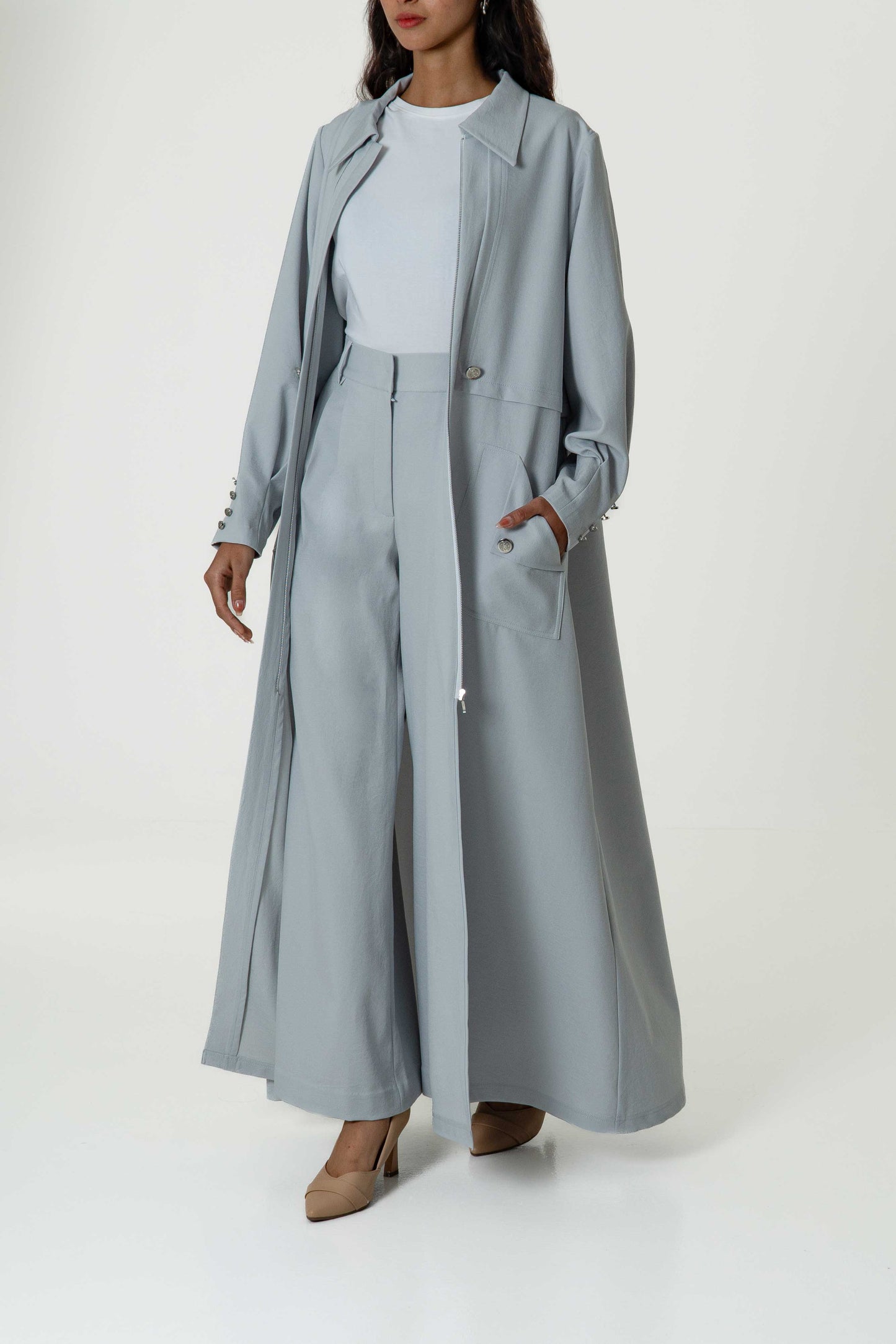 Collared Coat and Pant Set