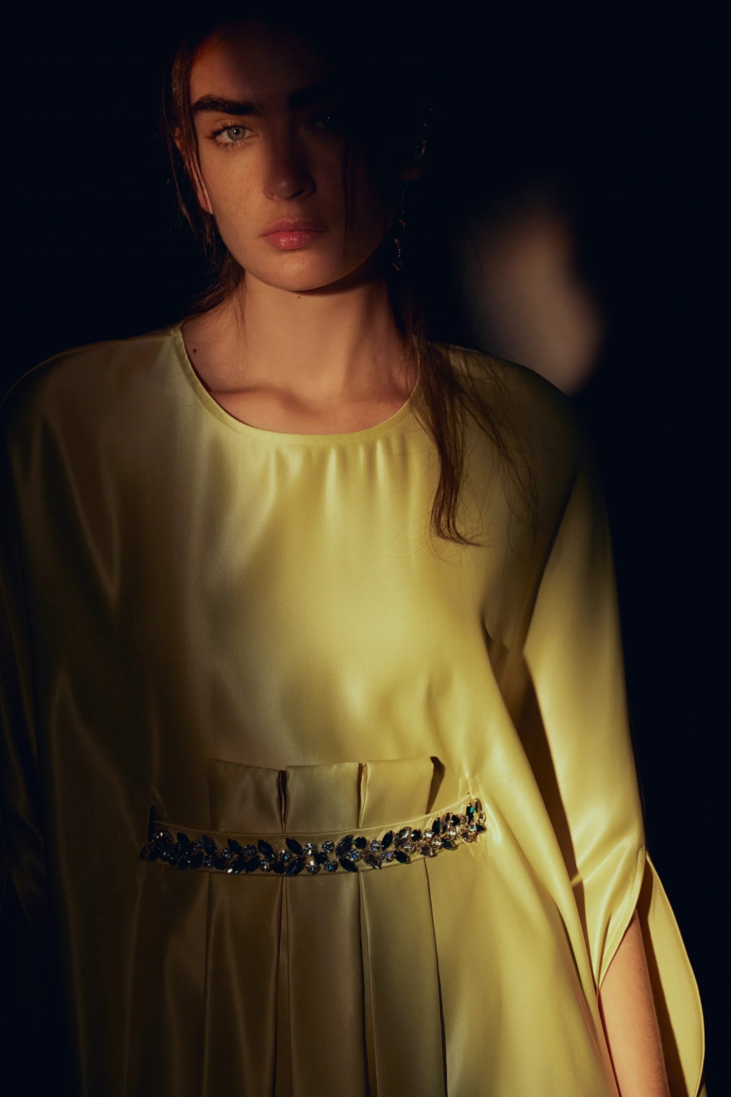 Indulgence Cape Sleeve Kaftan with Crystal Embellished Belt