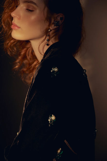 Indulgence Crystal Embellished Velvet Blazer