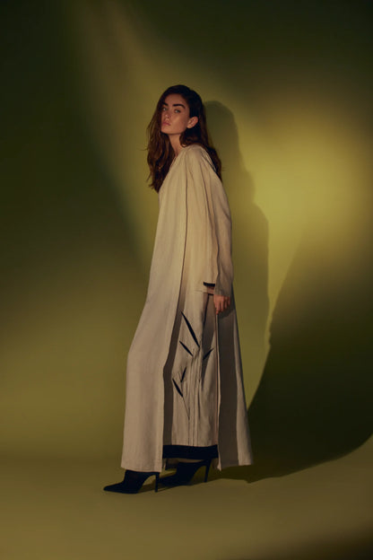 Power Straight-Cut Linen Abaya