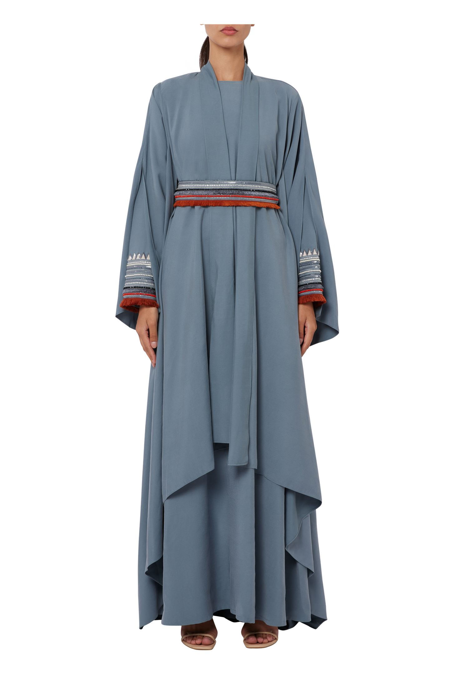 The dispersion cape dress with belt