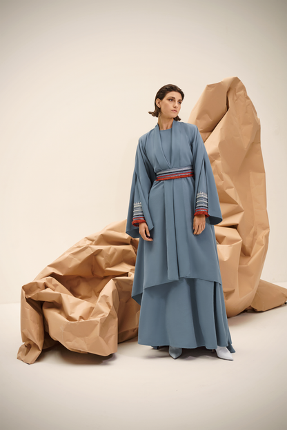 The dispersion cape dress with belt